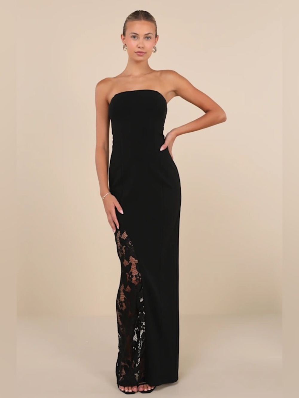 Lulu’s Irresistible Attitude Strapless Lace Column Dress WORN ONCE
